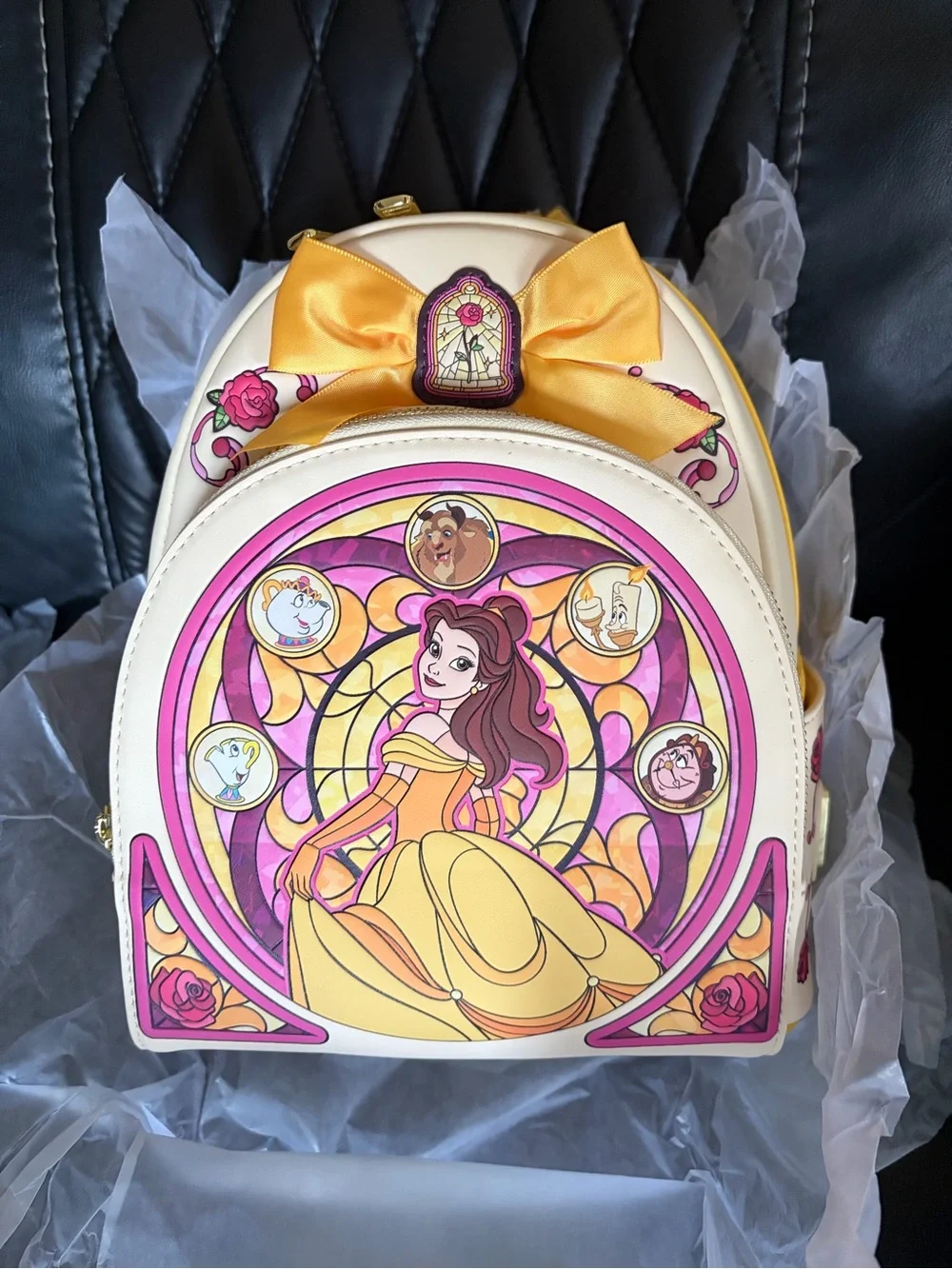Loungefly Disney Beauty and the Beast Belle Stained Glass Mini Backpack & Wallet